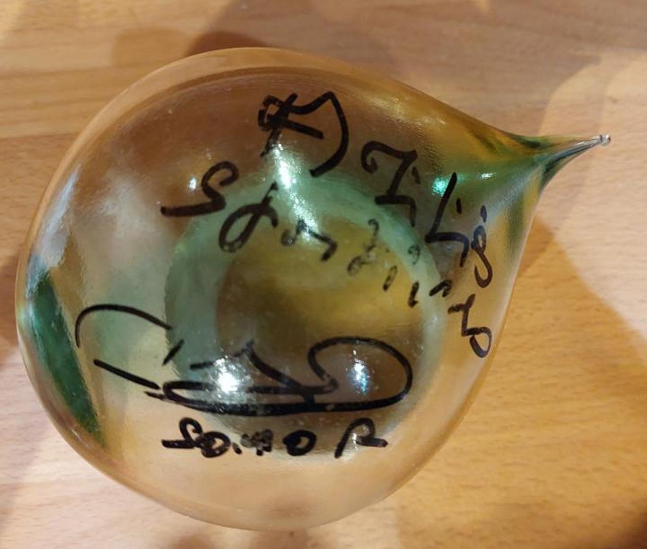 Boule en verre soufflée et dédicacée par Luc Sonor