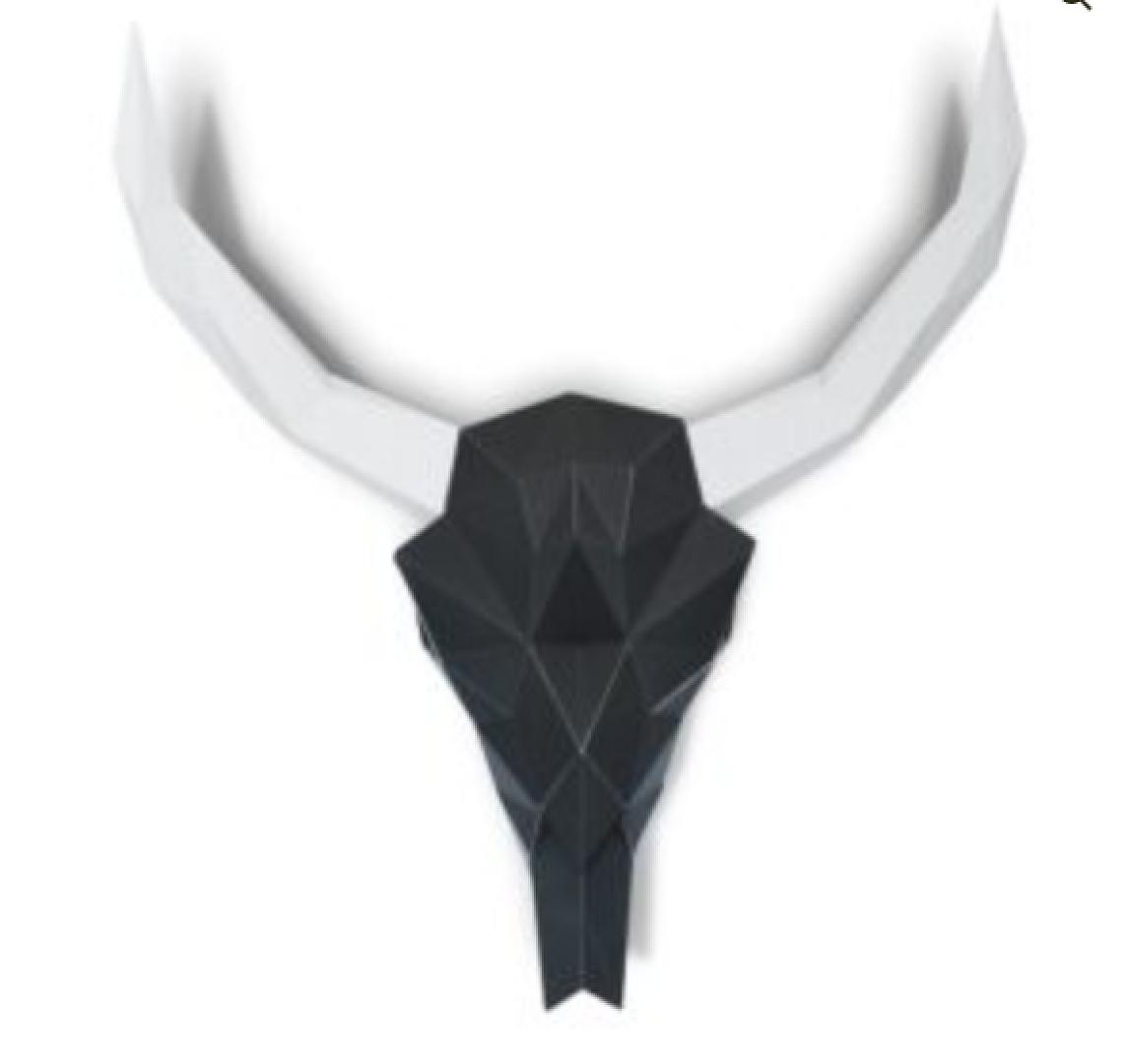 Tête de bison noir en papier