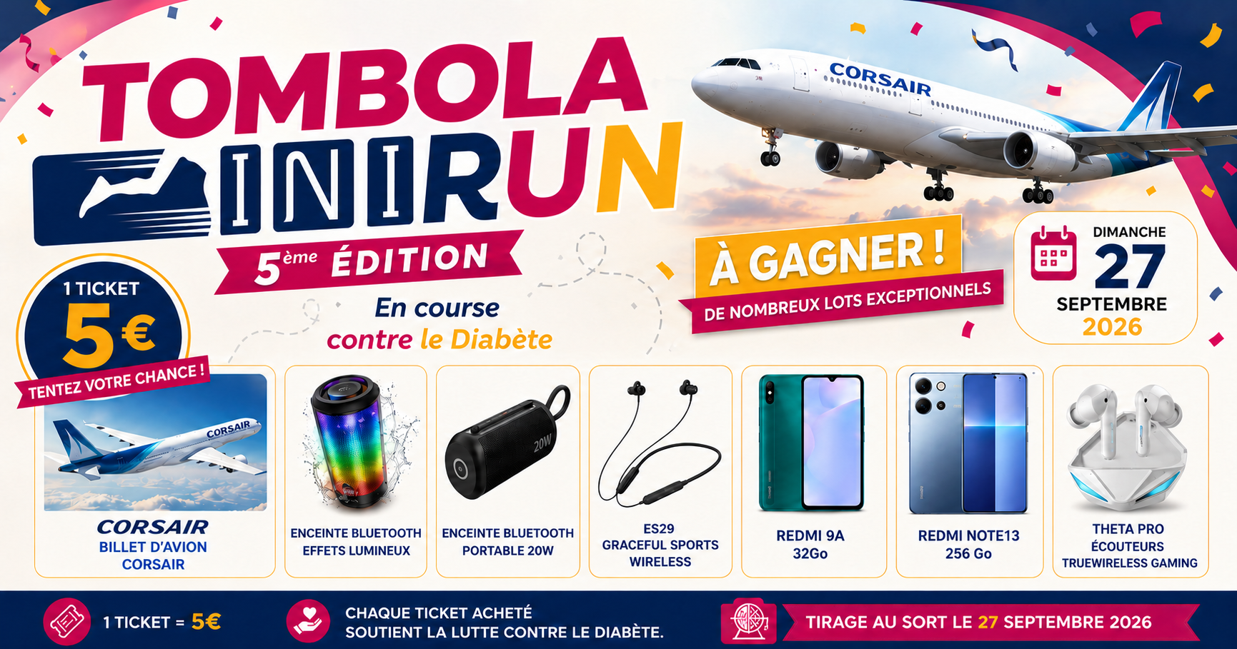 Tombola INIRUN 2026 En Course contre le Diabète 